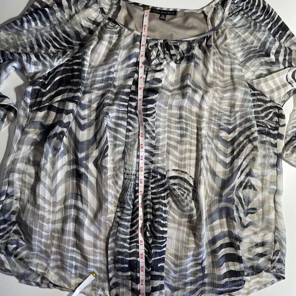 Sara Michelle 2X Peasant Top Animal Print 3/4 Sheer Sleeve Scoop Neck Layered - Picture 15 of 16